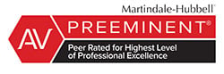 AV Preeminent Rating Martindale Hubbell: Peer Rated for Highest Level of Professional Excellence